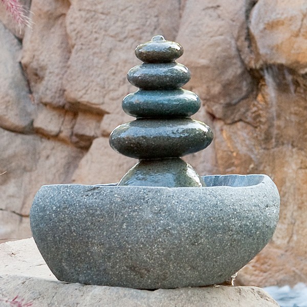 7 Rock Cairn Tower Tabletop Water Fountain