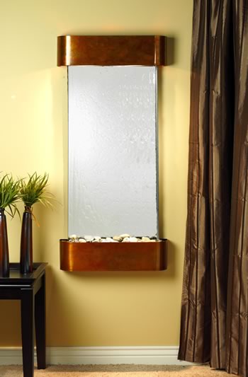 Adagio Cascade Springs  Mirror and Copper Indoor Wall Water Fountain