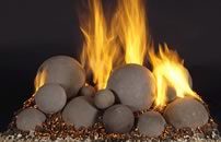 Contemporary Ceramic Vented Fire Balls for Gas or Propane Fireplaces Al Sizes