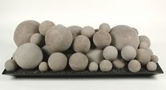 Contemporary Ceramic Vented Fire Balls for Gas or Propane Fireplaces Al Sizes